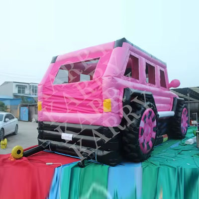 Blower con Blower JEEP PINK INFLATABLE Casa de salto con deslizamiento y guardarropa para adolescentes