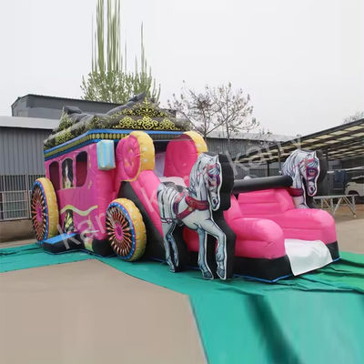 14 años de edad Parque de juegos al aire libre Princesa Carruaje Casa de salto inflable con tobogán