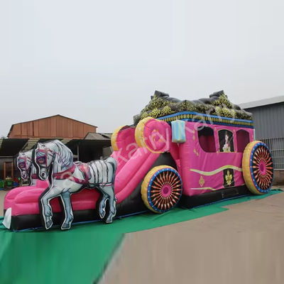 14 años de edad Parque de juegos al aire libre Princesa Carruaje Casa de salto inflable con tobogán