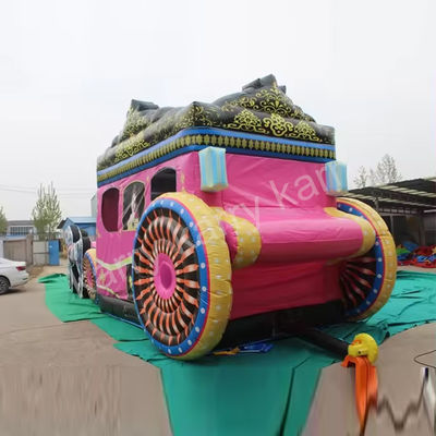 14 años de edad Parque de juegos al aire libre Princesa Carruaje Casa de salto inflable con tobogán