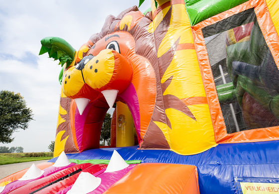 14 Años Unisex Inflable Fuera Jungla León Excavadora con Deslizamiento y Castillo de Salto