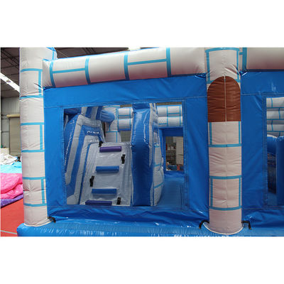 Lleve sus fiestas al siguiente nivel con nuestro castillo inflable de ladrillo cuadrado azul