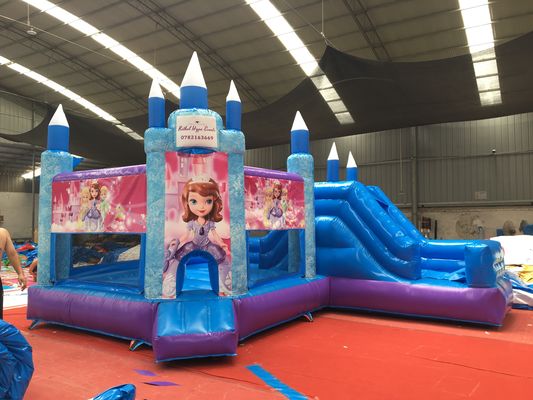 Fiesta de la princesa caliente Castillo de salto con tobogán PVC Equipo de patio de recreo comercial