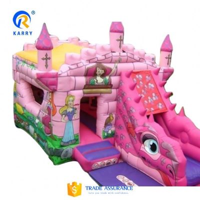 Castillo rosa inflables camaleón castillo rebotante combo tobogán con accesorios