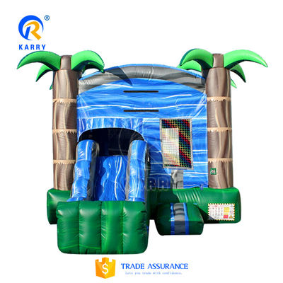 Jardín de juegos para niños al aire libre Palma tropical Castillo hinchable tobogán con kits de reparación