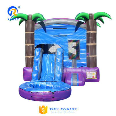 Jardín de juegos para niños al aire libre Palma tropical Castillo hinchable tobogán con kits de reparación