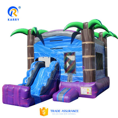 Jardín de juegos para niños al aire libre Palma tropical Castillo hinchable tobogán con kits de reparación