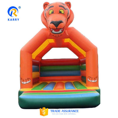 El castillo de saltos de los niños del tigre de dibujos animados de lonas de PVC con tobogán inflable