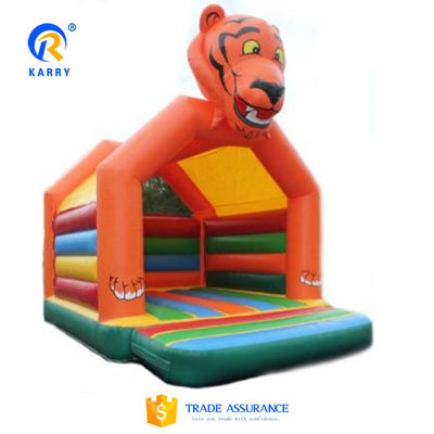 El castillo de saltos de los niños del tigre de dibujos animados de lonas de PVC con tobogán inflable