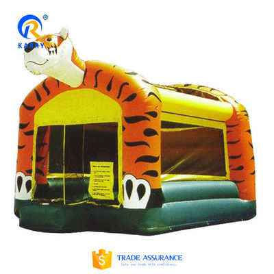 El castillo de saltos de los niños del tigre de dibujos animados de lonas de PVC con tobogán inflable