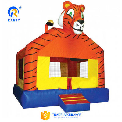 El castillo de saltos de los niños del tigre de dibujos animados de lonas de PVC con tobogán inflable