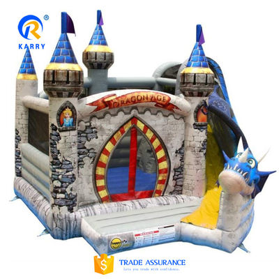 Casa de rebote inflable de la Edad del Dragón con tobogán certificado EN71