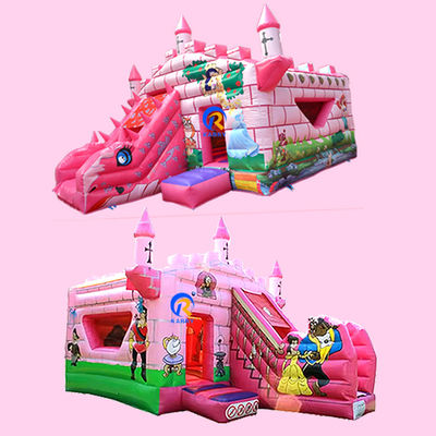 Hermosa Princesa Castillo Puente inflable para niños saltando diversión en el parque de atracciones