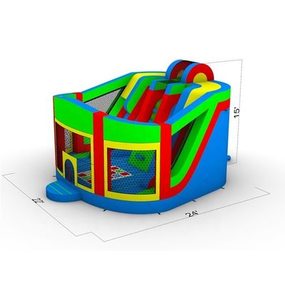 Alquiler de fiestas Niños Casa de salto inflable con combinación de diapositivas Divertida y de color personalizado