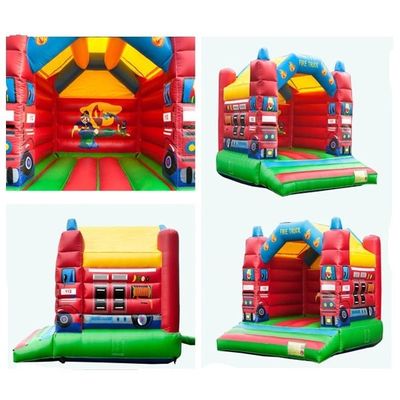 Camión de bomberos PVC casa de salto comercial combo para eventos casa de salto inflable