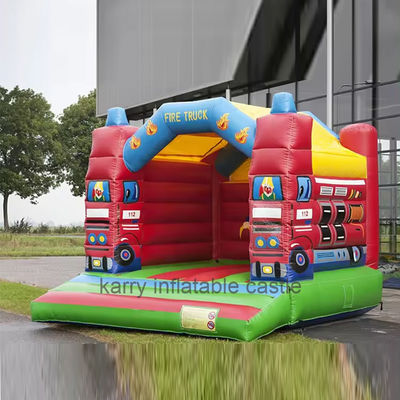 Camión de bomberos PVC casa de salto comercial combo para eventos casa de salto inflable