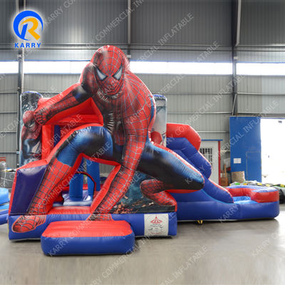 Envío por mar / aire PVC Spiderman Casa de rebote inflable con combinación de toboganes