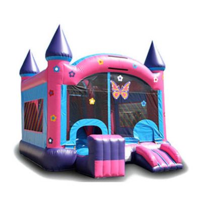 Chicas Rosa dibujos animados Bala Hada Mágica Inflable castillo de salpicadores con diapositiva 6 * 4 * 3,5m Tamaño
