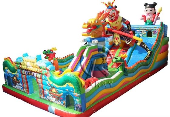 Deslizamiento combinado de laberinto inflable y gran castillo de salto para parque de diversiones Certificado EN71/CE