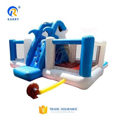 Castle Kids Inflable Shark Bounce House Jumper con tobogán de agua y diseño portátil