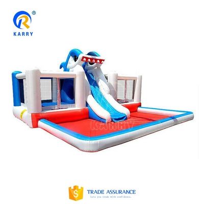 Castle Kids Inflable Shark Bounce House Jumper con tobogán de agua y diseño portátil