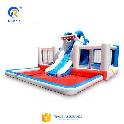 Castle Kids Inflable Shark Bounce House Jumper con tobogán de agua y diseño portátil