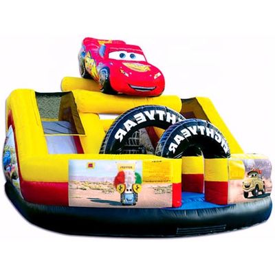 Personaliza el personaje de doble diapositiva Monster Truck Inflatable Castillo Rebordante para Niños