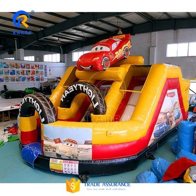 Personaliza el personaje de doble diapositiva Monster Truck Inflatable Castillo Rebordante para Niños