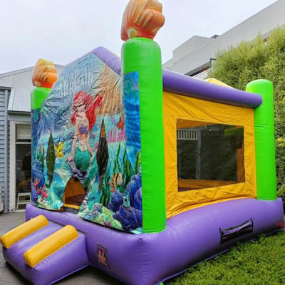 Tamaño personalizado Mermaid comercial hinchable saltando en el aire Casa de salpicadores para el parque