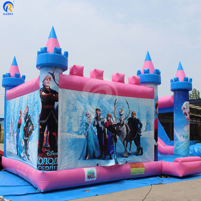 Jardín de juegos al aire libre de color personalizado Inflable Castillo Rebobinado Temática congelada Bouncer Slide