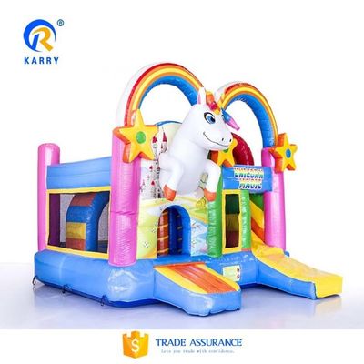 Unisex PORTABLE Rainbow Unicorns Castillo Salto Saltidor Slide Combo en color del arco iris
