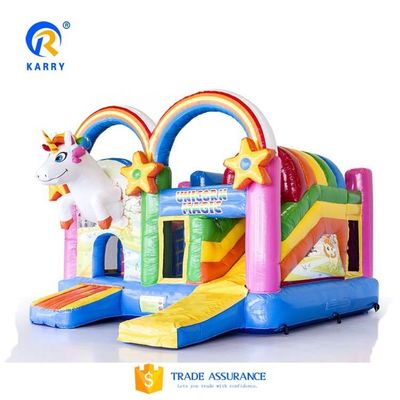 Unisex PORTABLE Rainbow Unicorns Castillo Salto Saltidor Slide Combo en color del arco iris