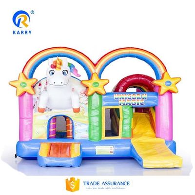 Unisex PORTABLE Rainbow Unicorns Castillo Salto Saltidor Slide Combo en color del arco iris