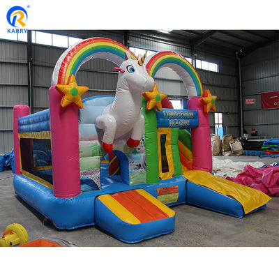Unisex PORTABLE Rainbow Unicorns Castillo Salto Saltidor Slide Combo en color del arco iris