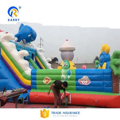Tema del mundo del mar Gran tobogán de salto inflable Fun City Casa de salto comercial 8x5x5.2m