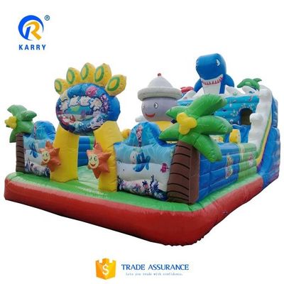 Tema del mundo del mar Gran tobogán de salto inflable Fun City Casa de salto comercial 8x5x5.2m