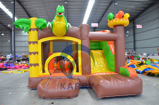 Castillo de aventura de la jungla deslizador inflable combo con diseño de animales de la jungla