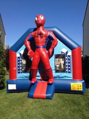 Casa de salto inflable de 65 kg con tobogán y diseño de salto aéreo 3D de Spiderman
