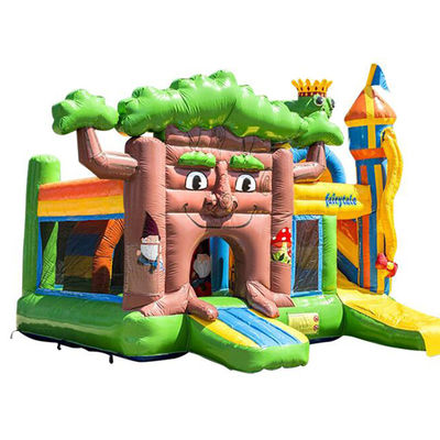 Trampolín de tobogán combinado inflable con casita de árbol EN71/CE/Certificado con plomo e impresión de logotipos
