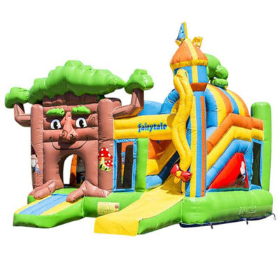 Trampolín de tobogán combinado inflable con casita de árbol EN71/CE/Certificado con plomo e impresión de logotipos