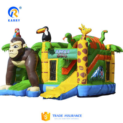 Juego de castillo inflable Gran boca mono mundo de animales feliz tema casa de salto con tobogán