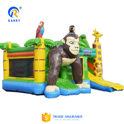 Juego de castillo inflable Gran boca mono mundo de animales feliz tema casa de salto con tobogán