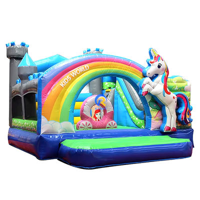 Portable Castillo de los Niños Casa de juegos con unicornio y puente del arcoíris Castillo de salto alquiler