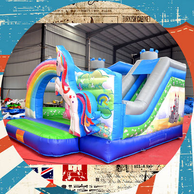 Portable Castillo de los Niños Casa de juegos con unicornio y puente del arcoíris Castillo de salto alquiler