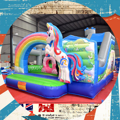 Portable Castillo de los Niños Casa de juegos con unicornio y puente del arcoíris Castillo de salto alquiler