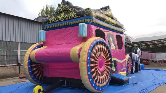 Expulsor inflable con kit de deslizamiento y reparación Commercial Pink Princess Carriage Combo