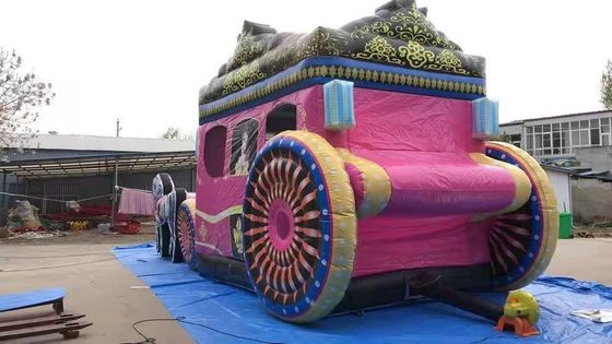 Expulsor inflable con kit de deslizamiento y reparación Commercial Pink Princess Carriage Combo