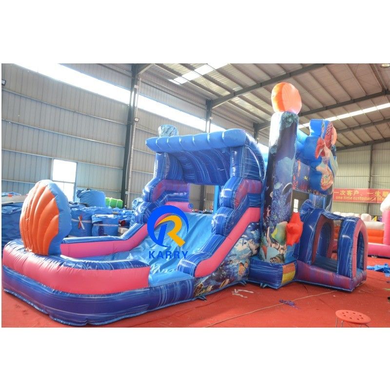 Parque acuático subterráneo inflable con tobogán Unisex Casa de salto de la sirena azul y piscina grande