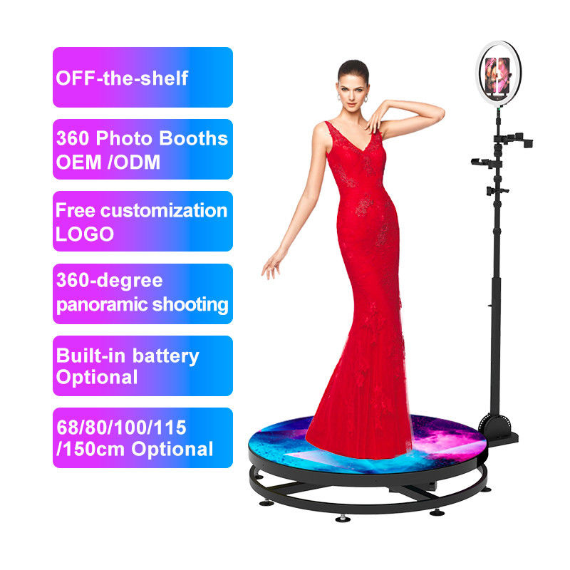 48h Rápido envío DHL 360 Video Photobooth con espejo mágico LED y caja para iPad 115cm