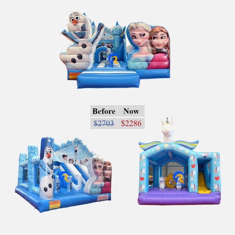 Temática congelada castillo inflable con diapositiva tamaño personalizado y rango de edad 14 años hasta